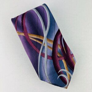 Jerry J Garcia Design Purple Blue Necktie Tie 100% Silk